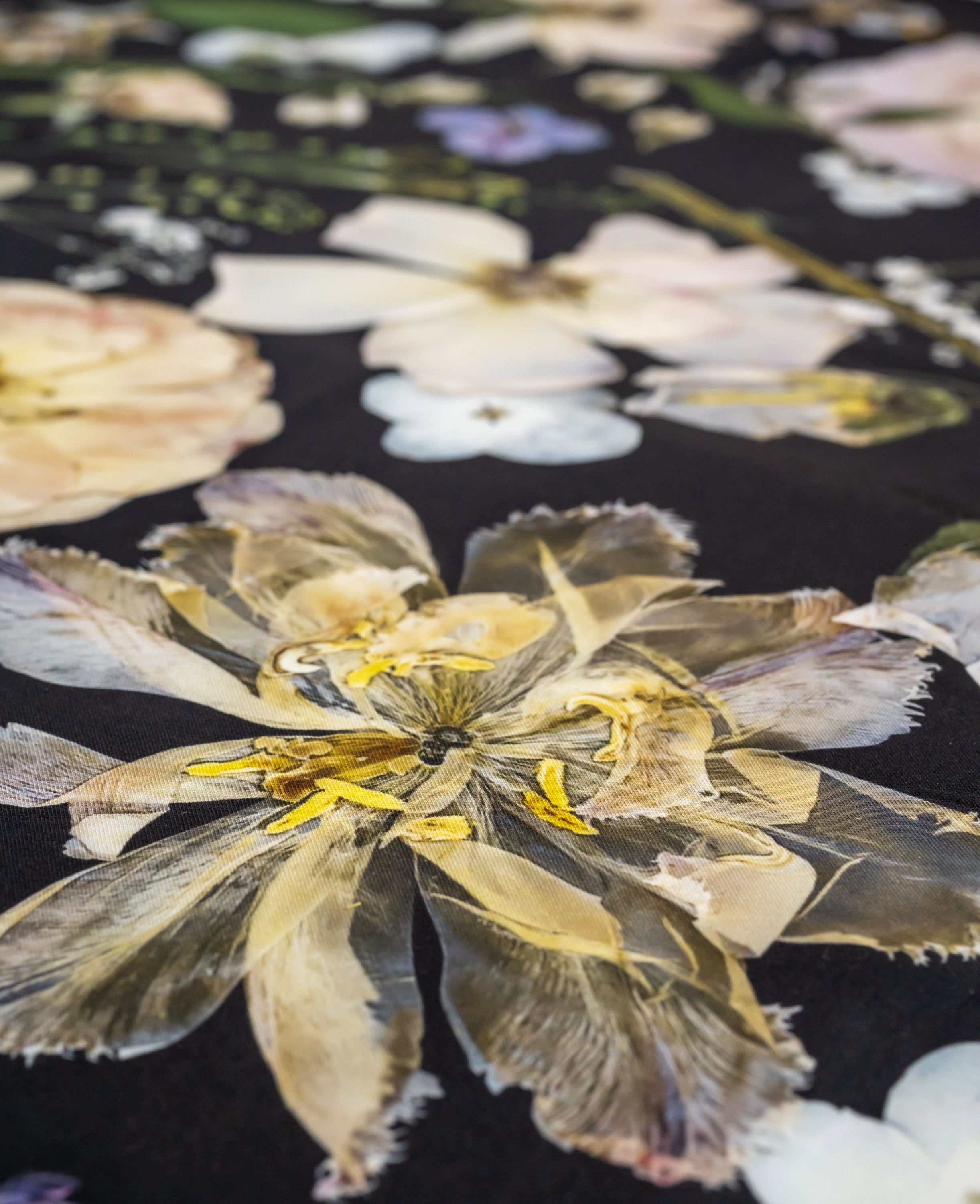 Petals in the Night Silk Scarf