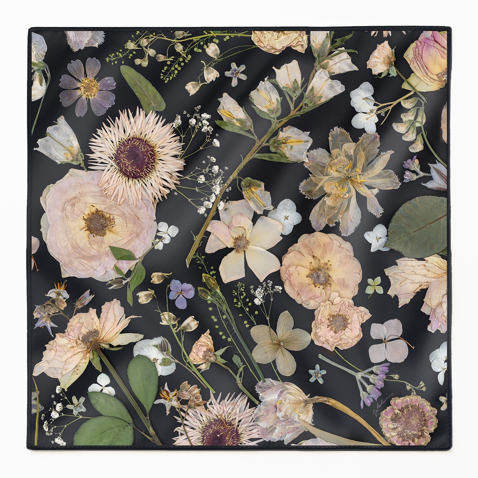 Petals in the Night Silk Scarf