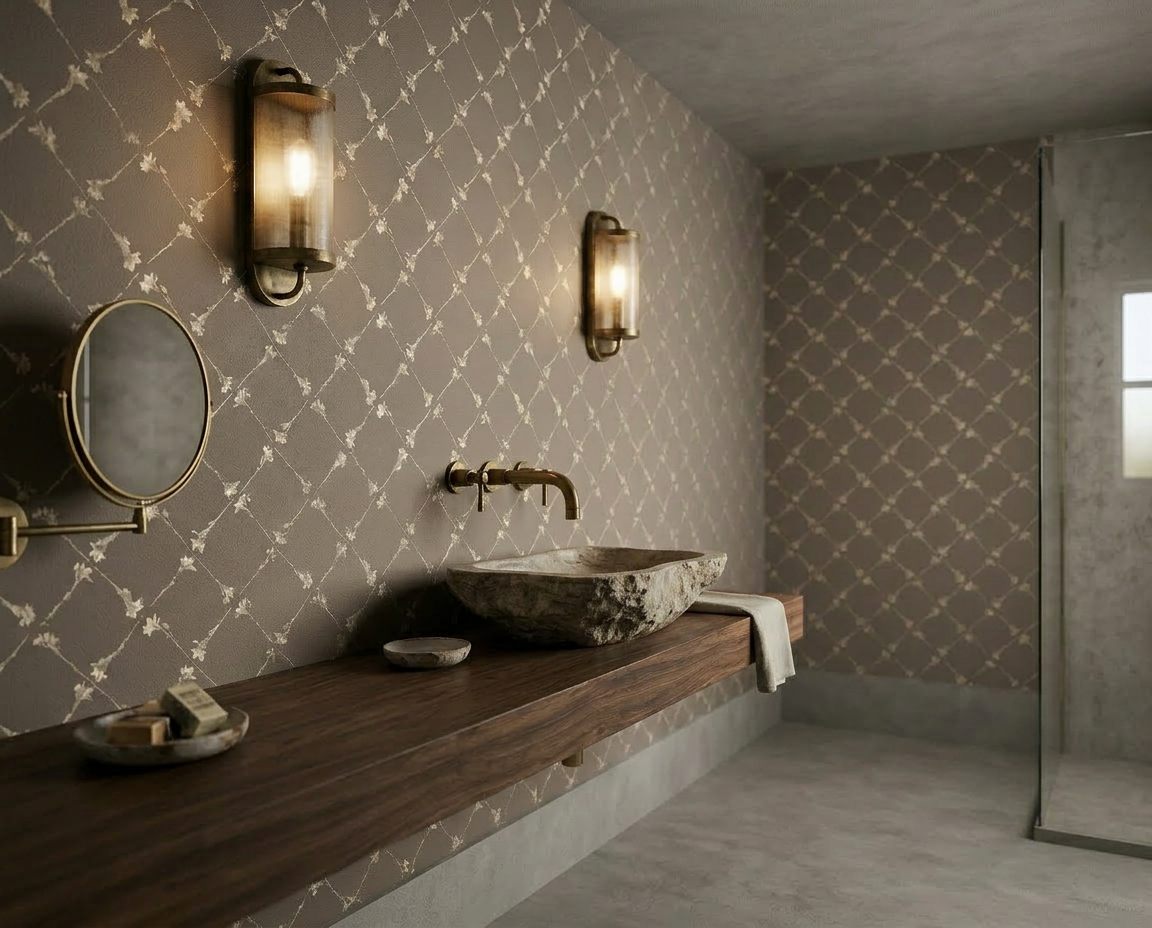 Lattice (L) Mocha Wallpaper