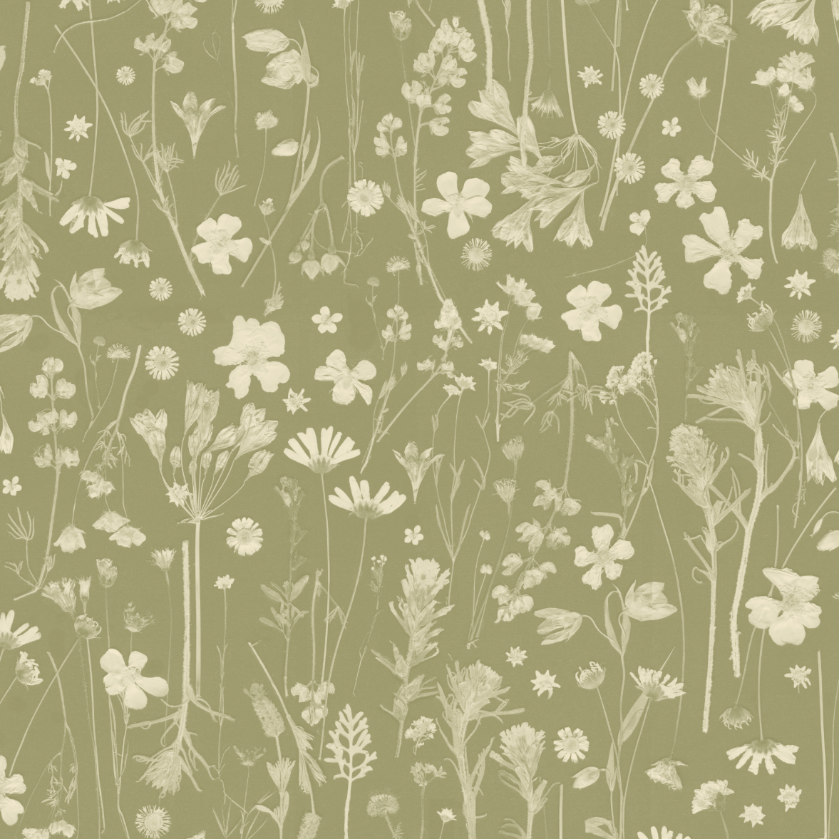 Farm Flowers Tarragon Wallpaper