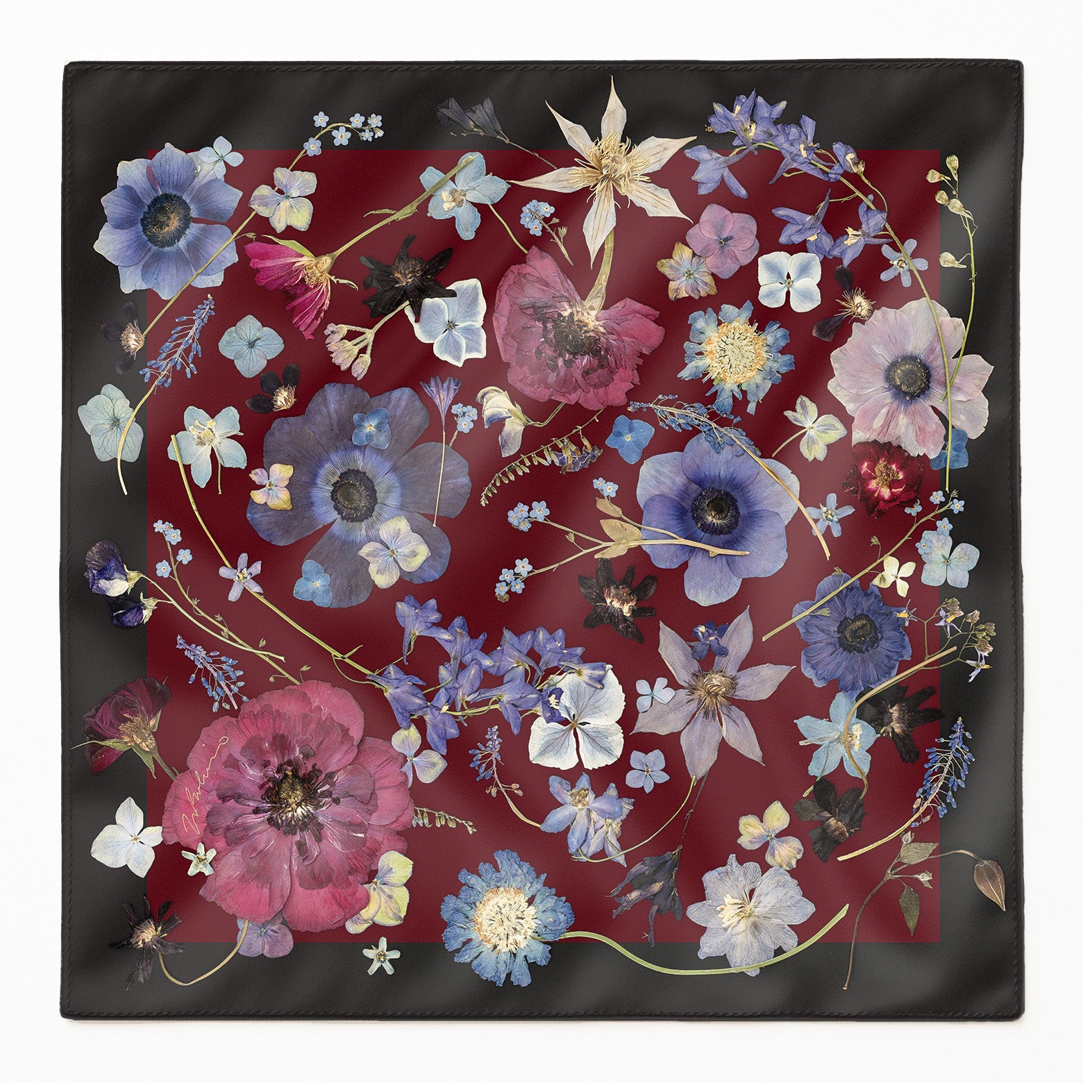 Dark Bloom Silk Scarf