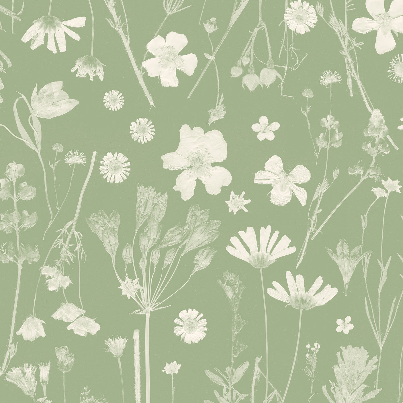 Farm Flowers - Softened Green