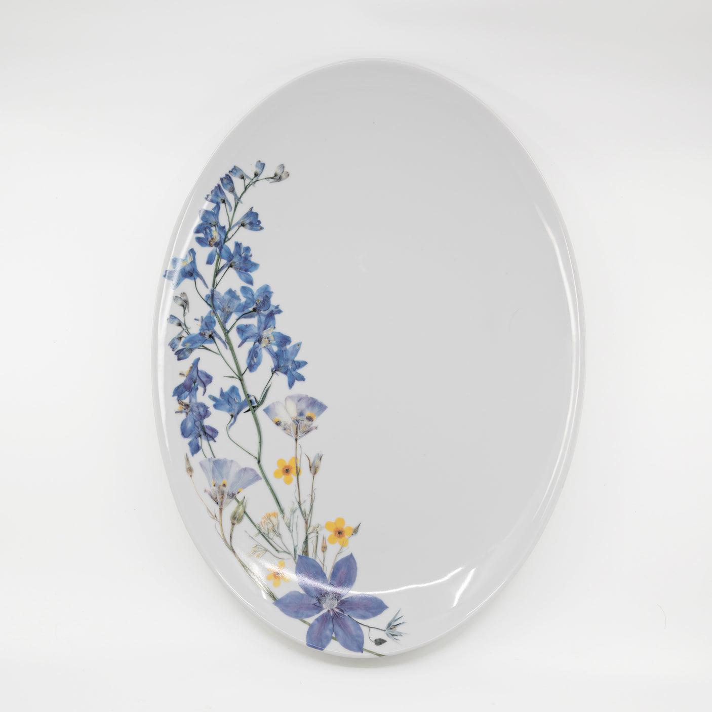Pressed Flower Oval Platter