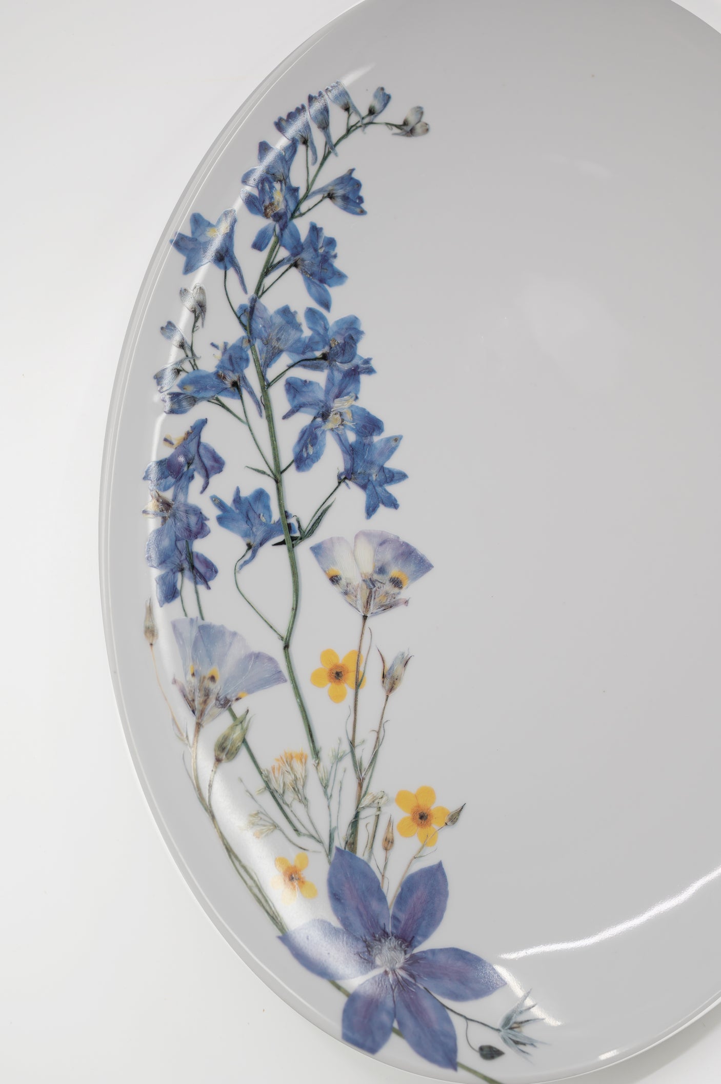 Pressed Flower Oval Platter