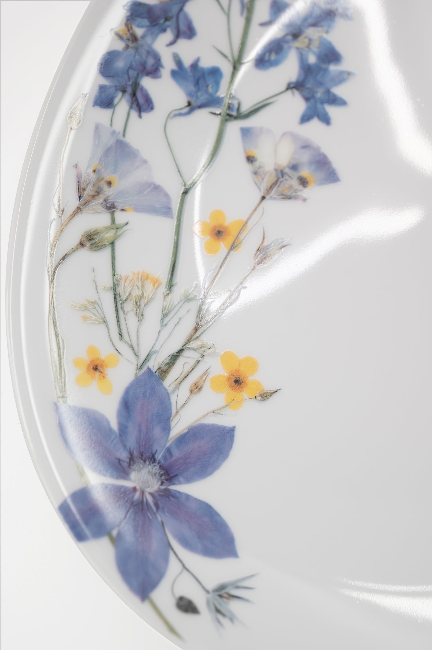 Pressed Flower Oval Platter