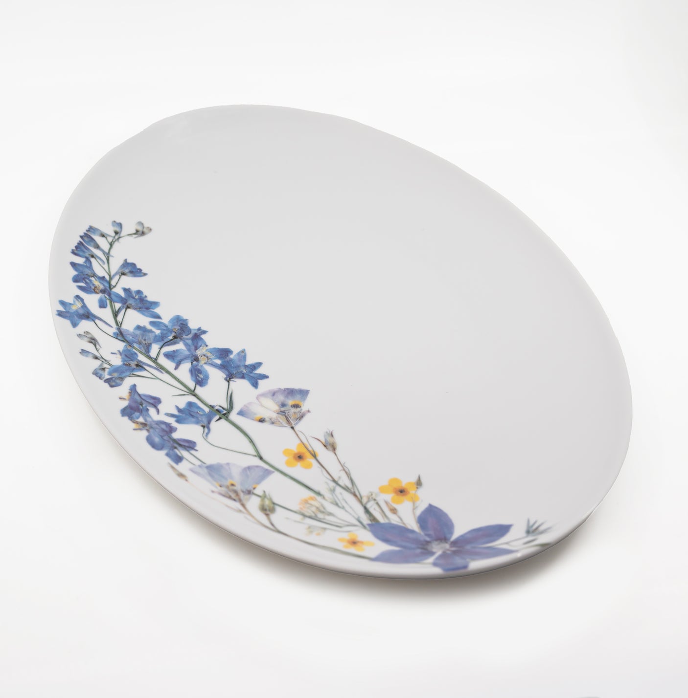 Pressed Flower Oval Platter