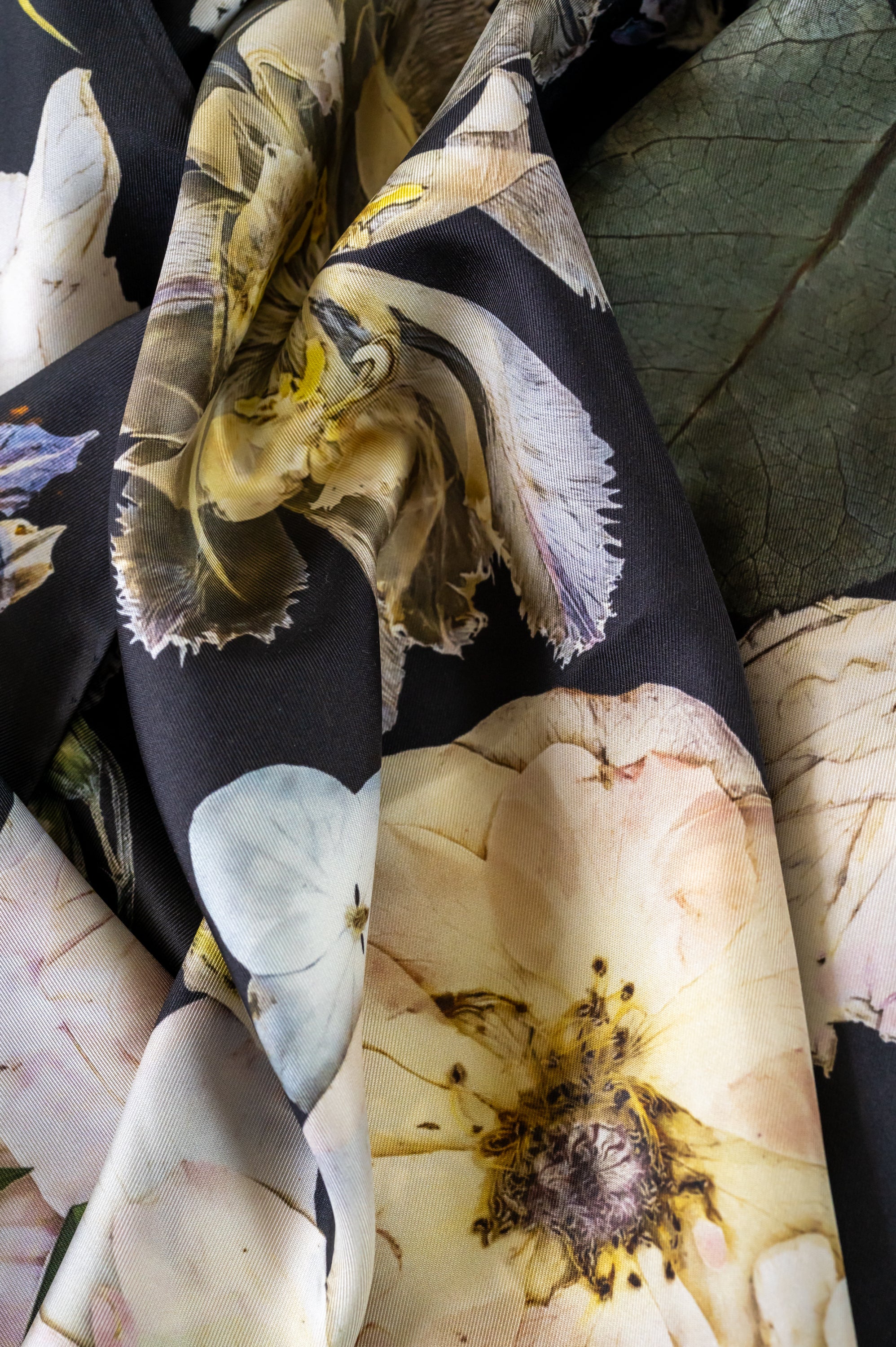 Petals in the Night Silk Scarf