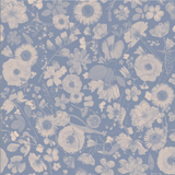 Floral pattern with light blue flowers on a blue background