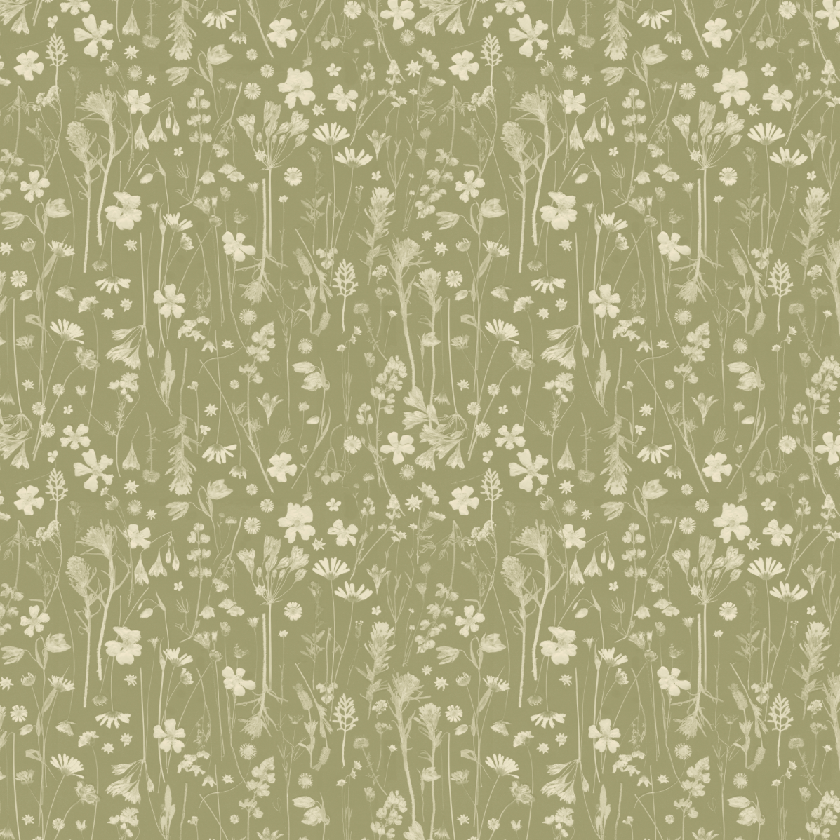 Farm Flowers Tarragon Wallpaper