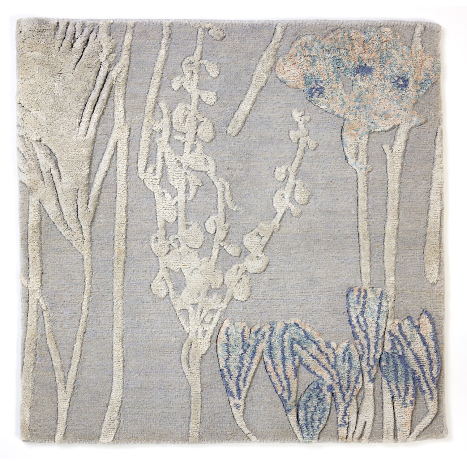 As Spring Fades Silver Blue Rug